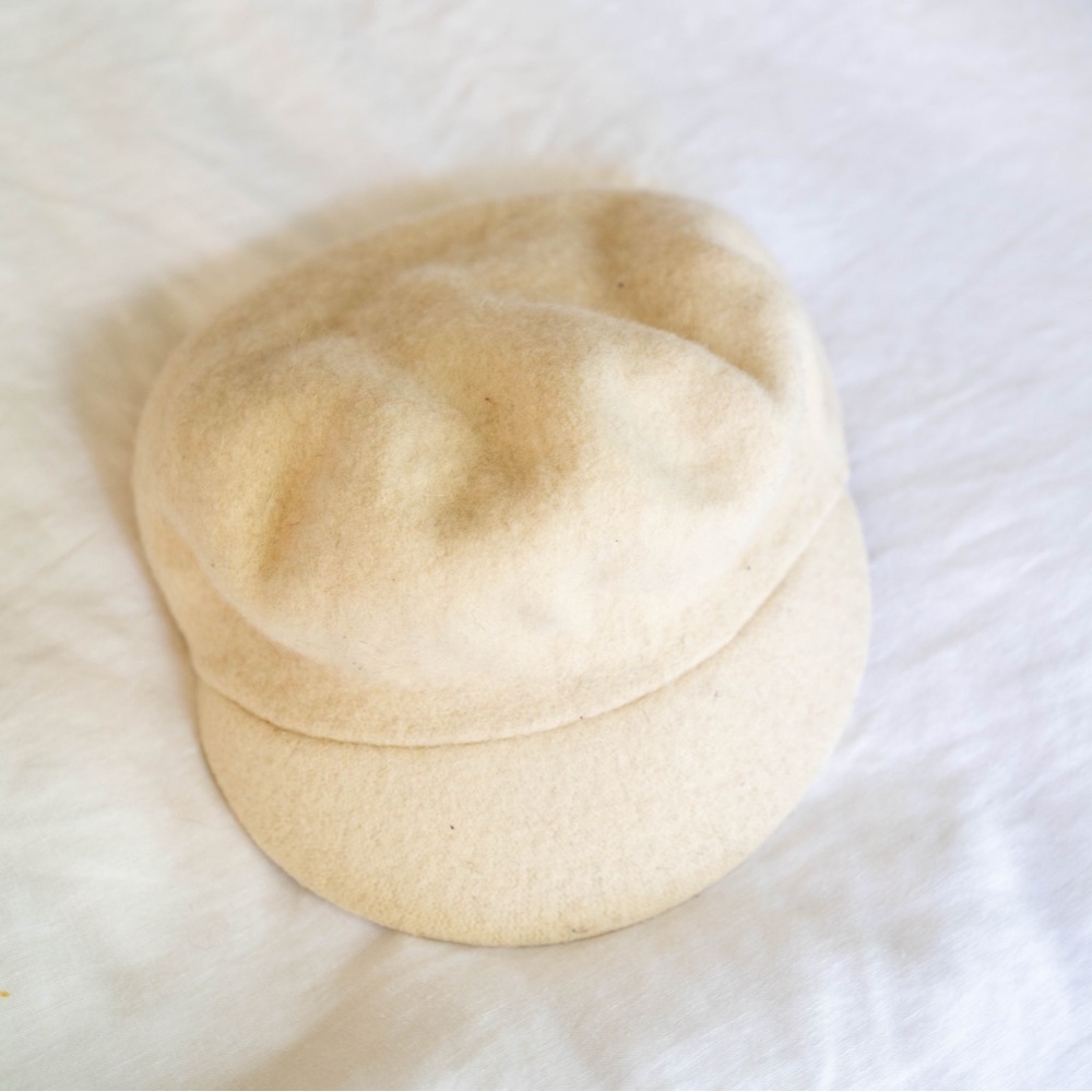 Vintage Ivory Wool Felt Cap | Soft Structured Minimal Hat